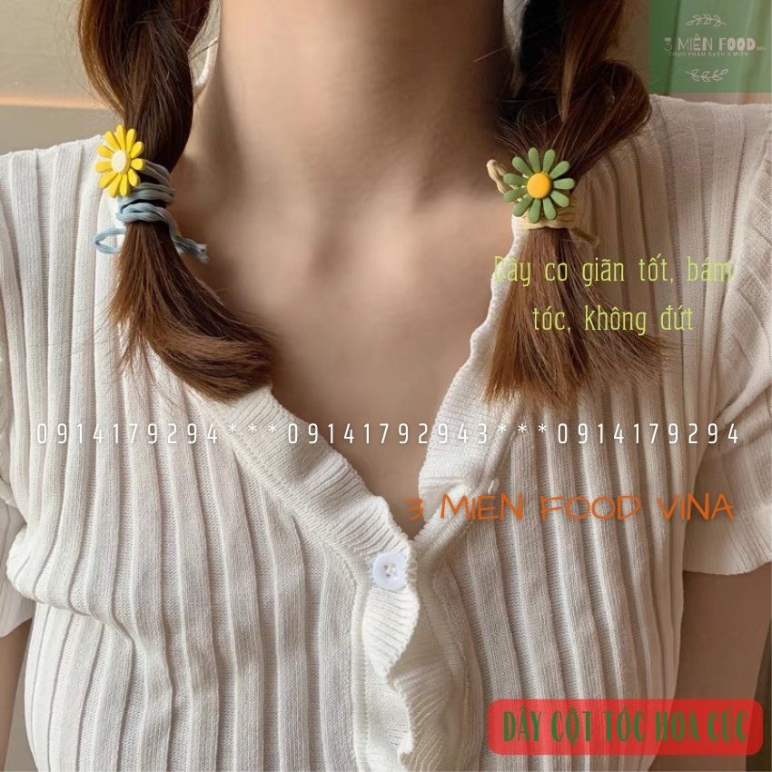 Dây Buộc Tóc,Thun Cột Tóc Hoa Cúc Hàn Quốc,chun buộc tóc Co Dãn Nhiều Màu Sắc,dây cột tóc cho nữ và trẻ em