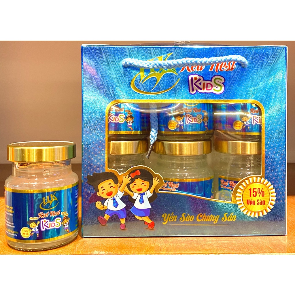 Yến hũ Hoàng Khánh dành cho bé Red Nest Kid giúp bé cao lớn thông minh, hộp 6 lọ x70ml