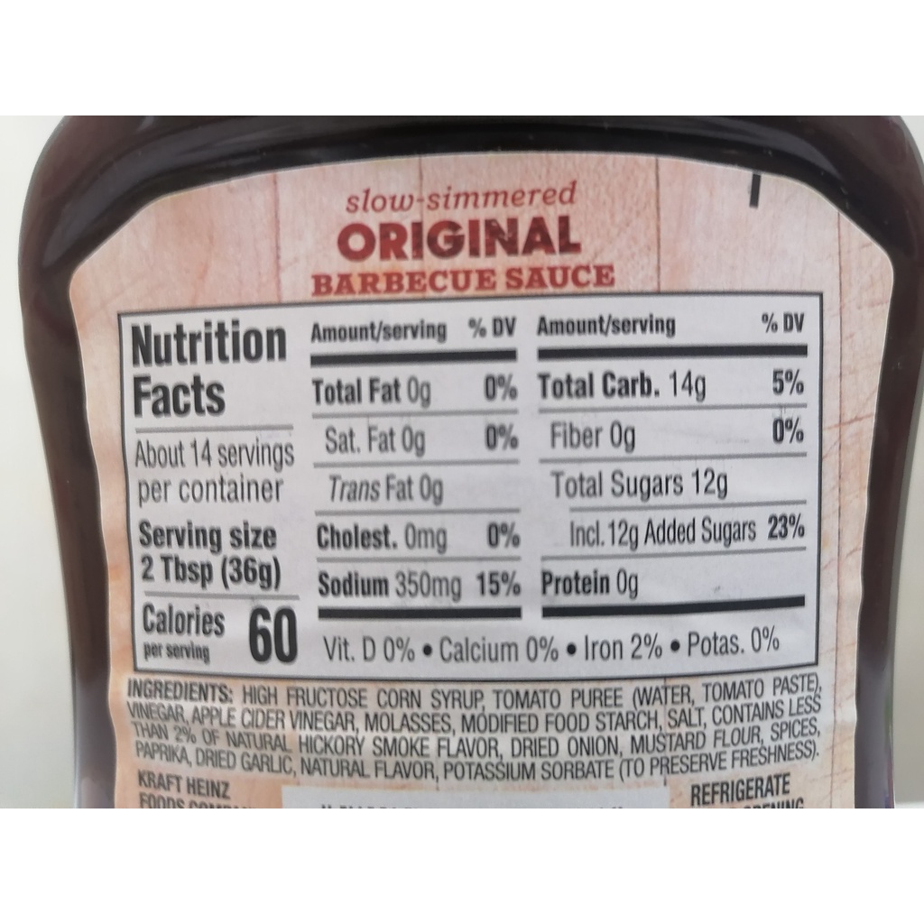 [Chai 510g] XỐT CHẤM THỊT NƯỚNG BBQ Kraft [USA] HEINZ (Slow-Simmered) Original Barbecue Sauce