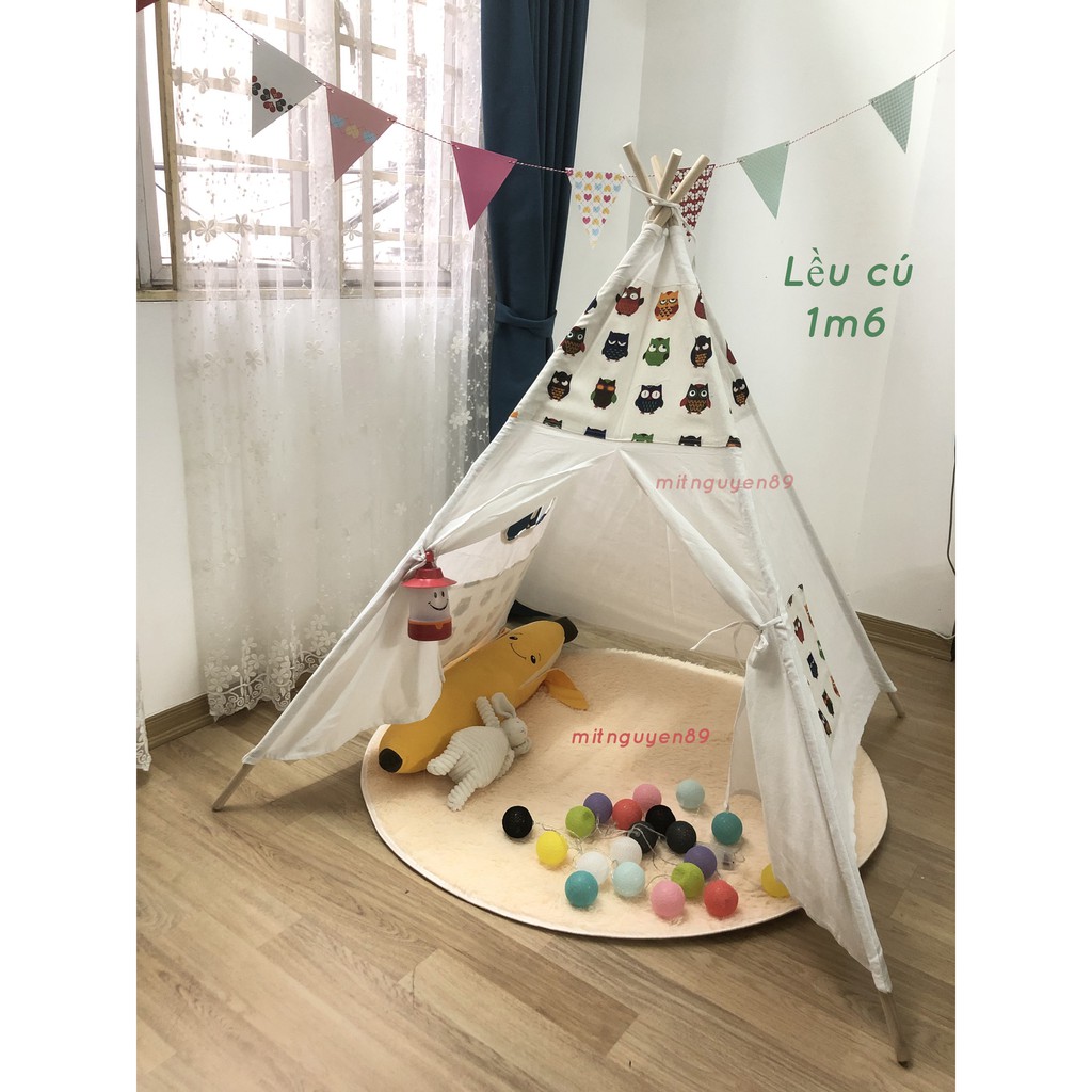 Lều vải handmade Bear's 04 cao cấp vải cotton canvas cọc gỗ tự nhiên an toàn cho bé