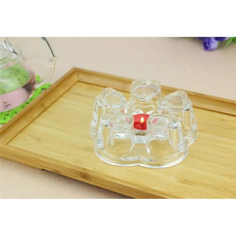 Đế Nến Thủy Tinh Hâm Nóng Ấm Trà Trang Trí Hình Trái Tim