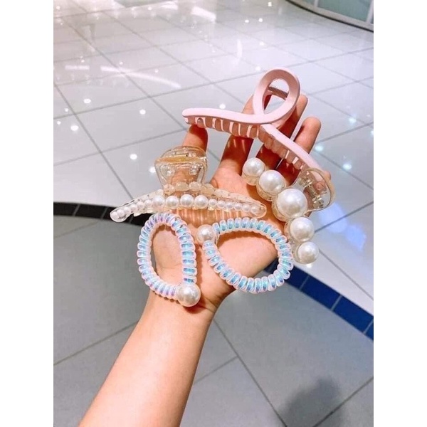 Set Kẹp Và Dây Buộc Tóc 5 Món