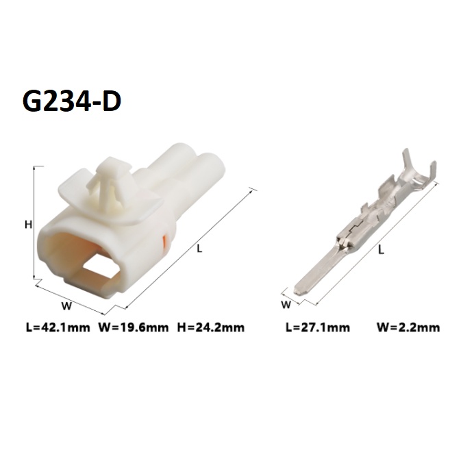 G234-Giắc cắm chống thấm nước đèn sương mù 2 lỗ 2.2mm