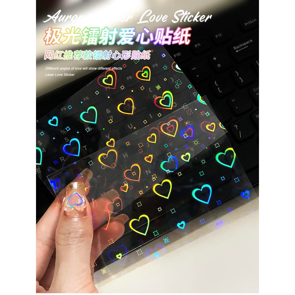 Sticker trái tim cầu vồng trang trí móng