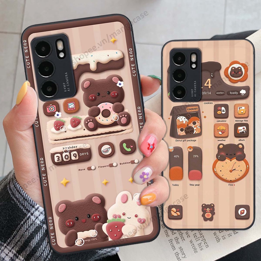 Ốp lưng Oppo Reno6 / Reno6 Z 5G / Reno 6 hình gấu, thỏ, đồng hồ cute dễ thương