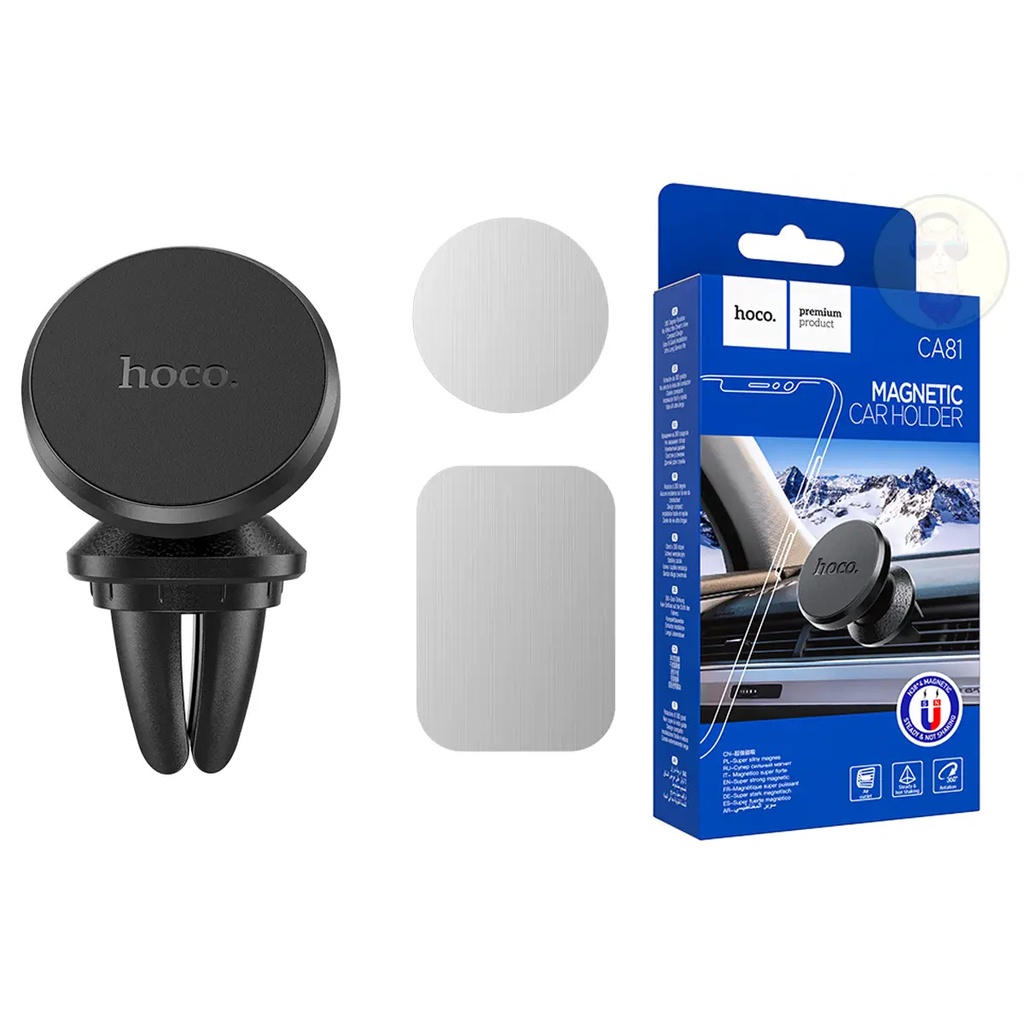 CHÍNH HÃNG Giá đỡ kẹp hút từ tính điện thoại cửa gió trong xe hơi xe ô tô Hoco CA81 cho điện thoại 4.5-7inch oto