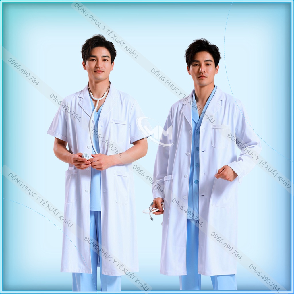 Áo choàng blouse bác sĩ; áo bệnh viện, phòng khám, thí nghiệm, blouse bác sĩ nam, nữ