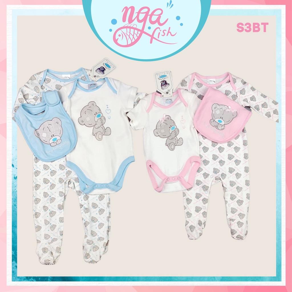 Sleepsuit cho bé trai bé gái Tiny  gồm  3 sản phẩm dễ thương Nga Fish S3BT