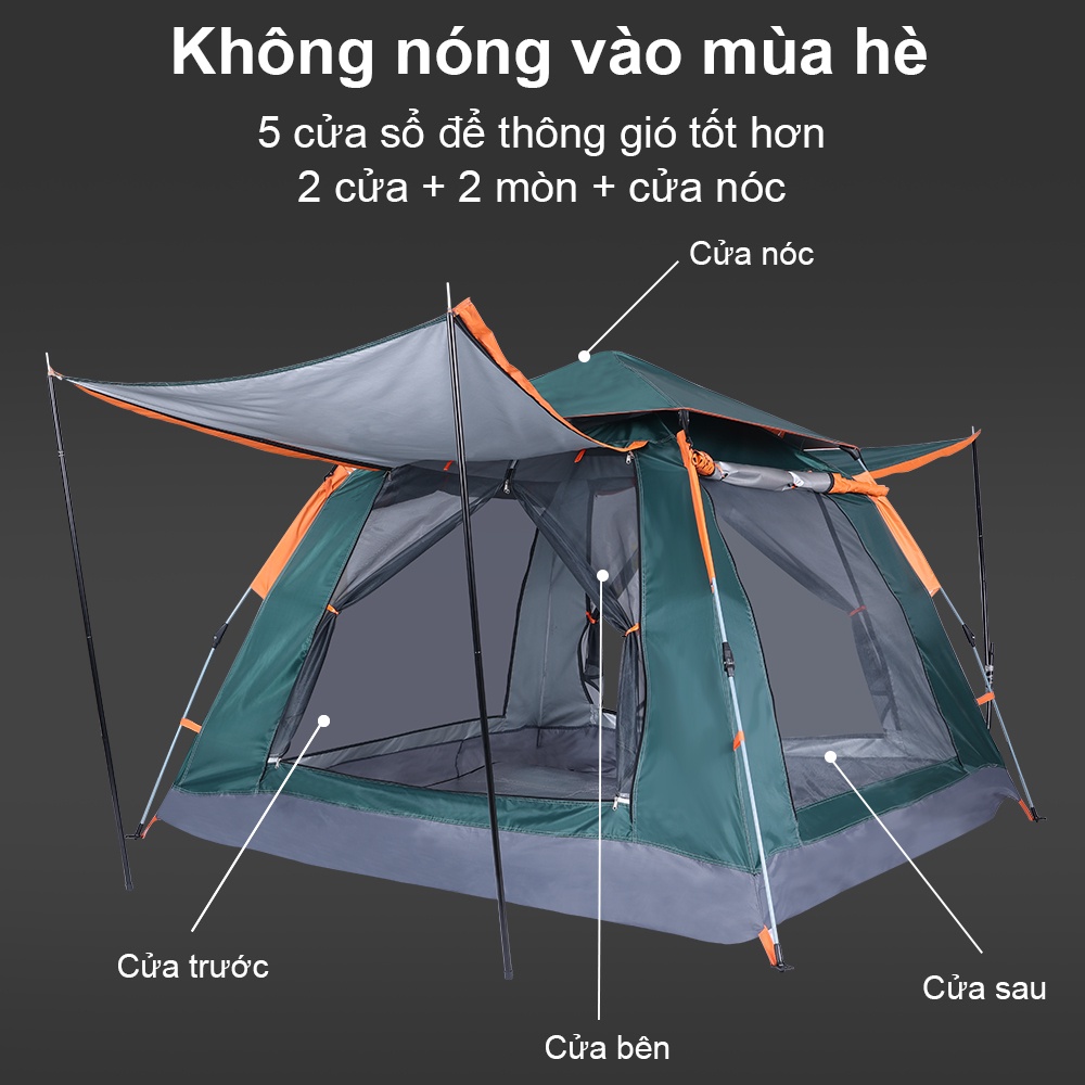 OneTwoFit Lều cắm trại tự bung , lều du lịch dã ngoại dành cho 4-6 người, chống thấm nước, chống tia UV OT039801