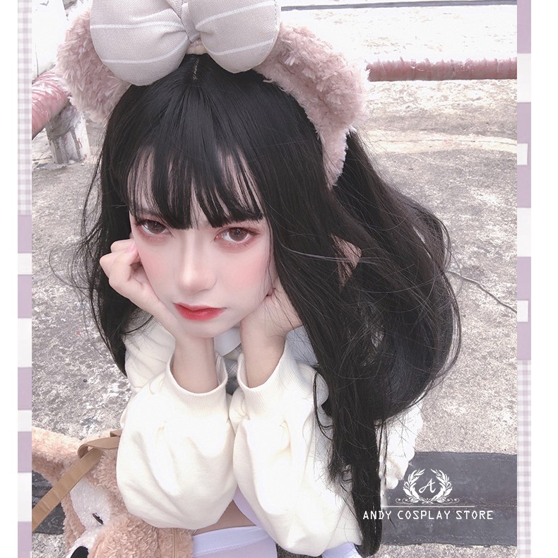 [CÓ SẴN] Tóc giả/ Wig teen mái bằng thưa cụp đuôi Hengji T18