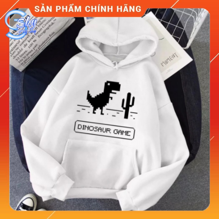 ÁO HOODIE UNISEX NAM NỮ  IN CHỮ DINOSAUR GAME SIÊU HOT