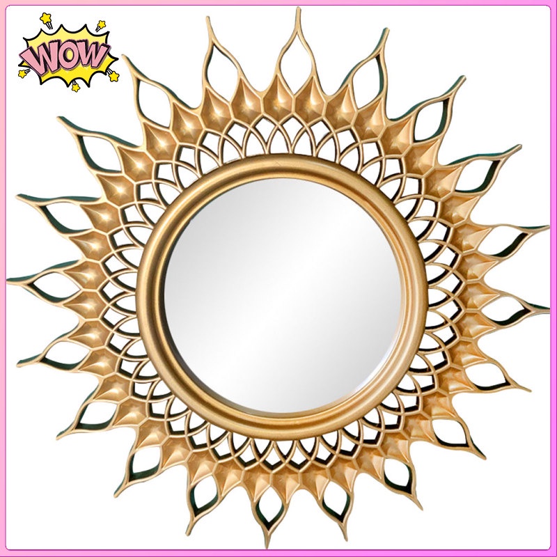 Gương Tròn Khung Vàng Treo Tường Trang Trí Phòng Khách / Phòng Ngủ / Hành Lang