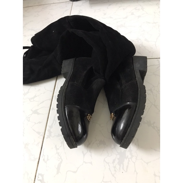 Thanh lý đôi bốt da lộn pha da Sz 38