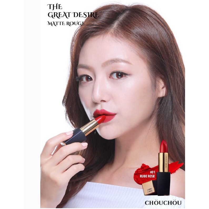 FREESHIP 50K Son Thỏi - Son Lì Chou Chou The Great Desire Matte Rouge Hàn Quốc 3.5g