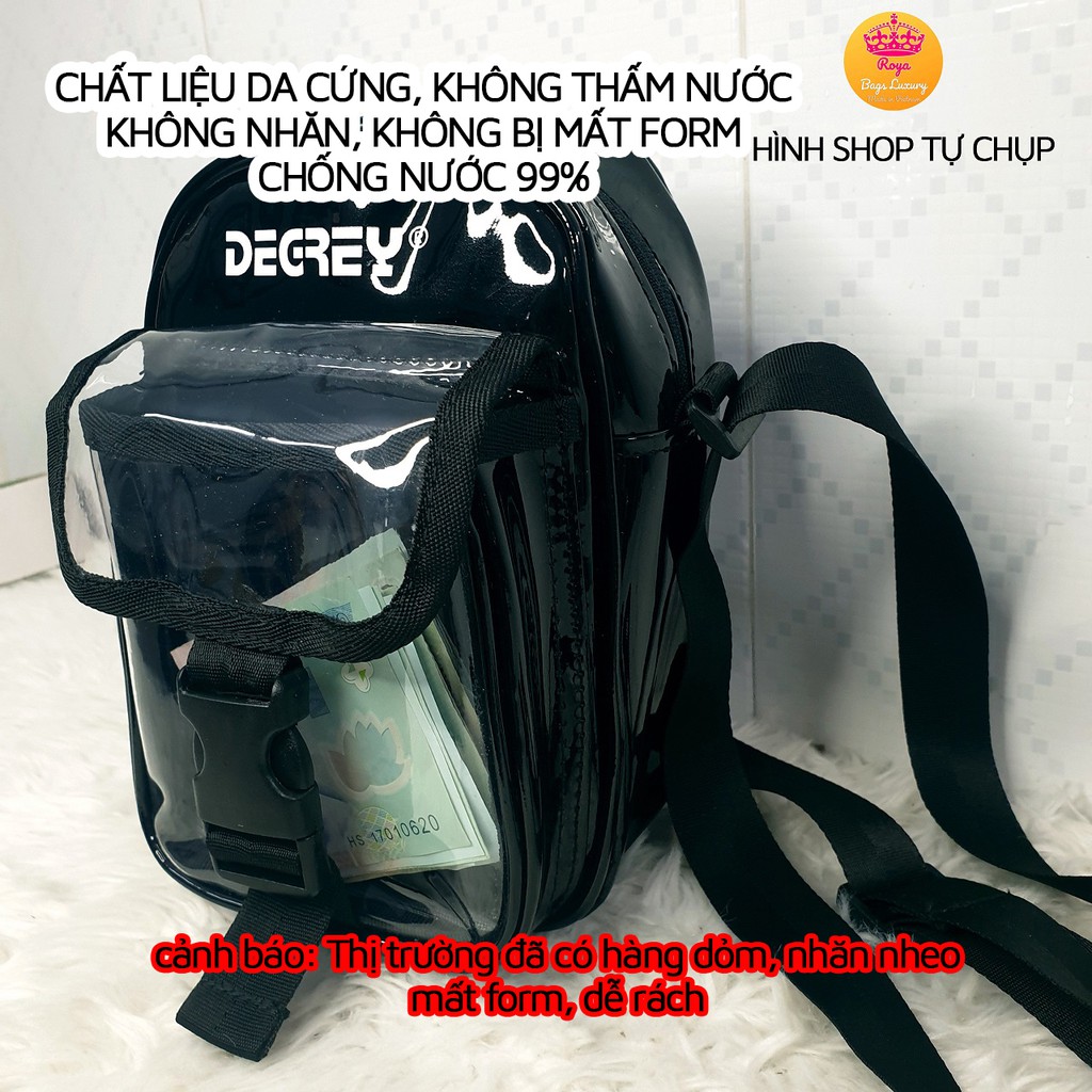 Túi đeo chéo 🎁 FREESHIP 🎁 Unisex Shoulder Bag Degrey Freestyle Màu Đen Trắng chất liệu da PU bóng sáng 120GR