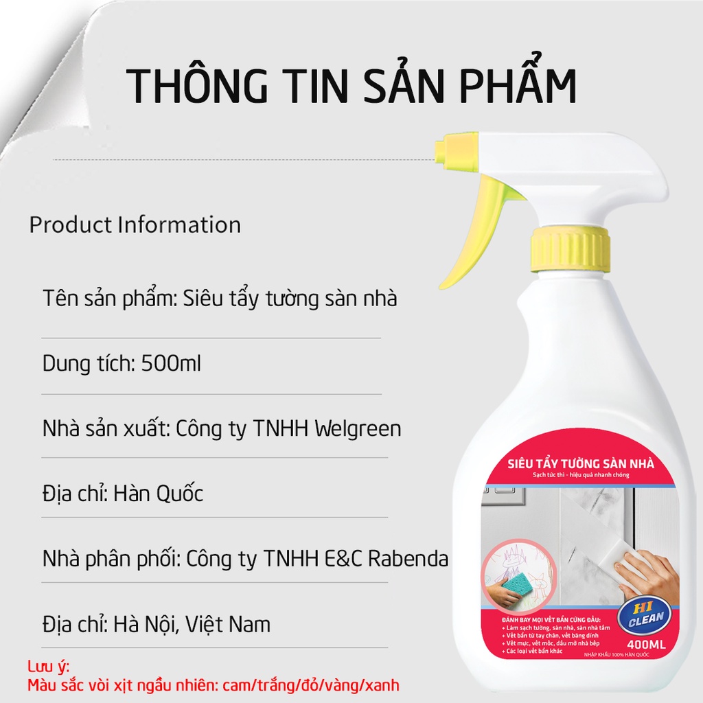 Tẩy vết bẩn trên tường Freeme, tẩy mốc tường, tẩy mực, làm sạch tường - Nhập khẩu Hàn Quốc 500ml TTT