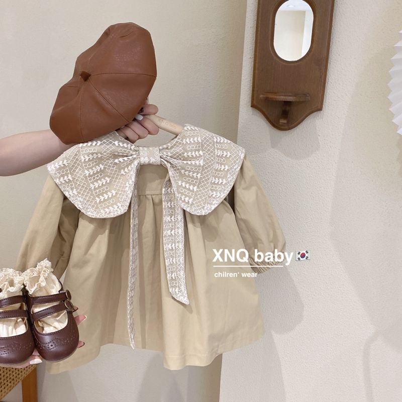 ❤Áo Khoác Gió Cổ Búp Bê Đính Nơ Thời Trang Xuân Thu 2022 Cho Bé Gái