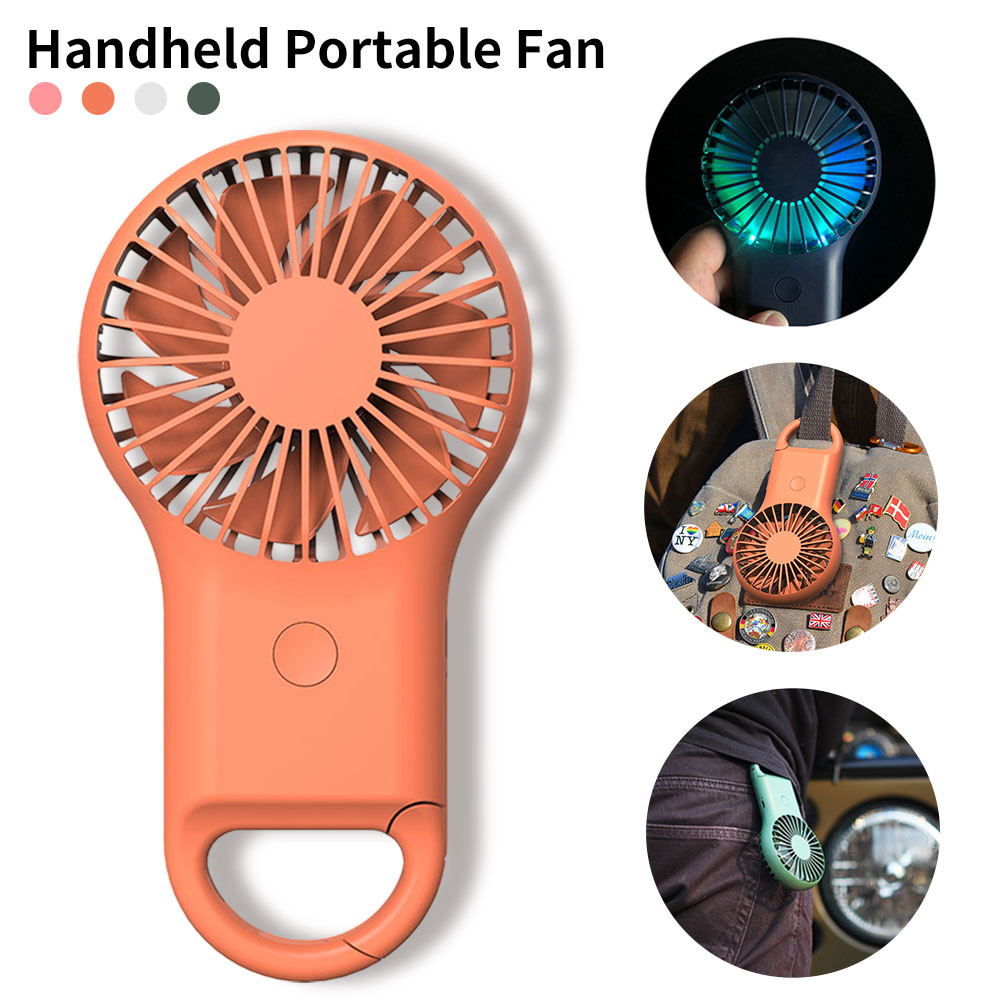 Quạt Làm Mát Mini Cầm Tay Siêu Êm Có Đèn LED Sạc Cổng USB Dùng Cho Văn Phòng / Mang Đi Du Lịch / Ngoài Trời