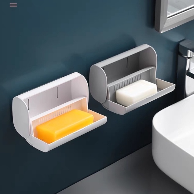 Hộp Đựng Xà Bông Nhựa ABS Dán Tường Tiện Lợi, Có Nắp Đậy Chống Nước Loại Xịn