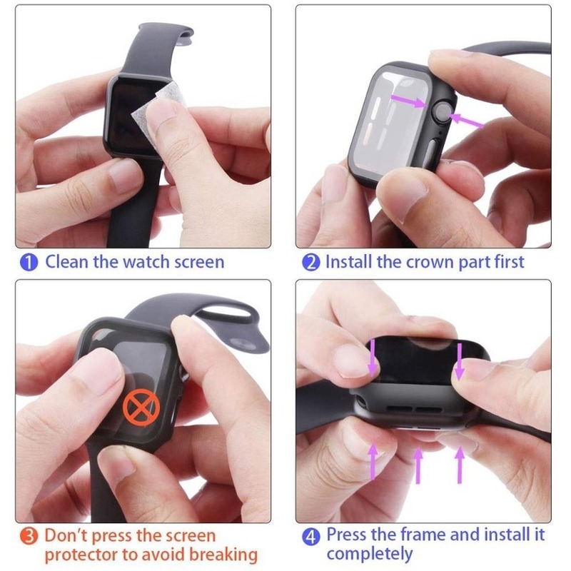 Ốp kính cường lực bảo vệ màn hình cho Iwatch 44mm 40mm 38mm 42mm 360
