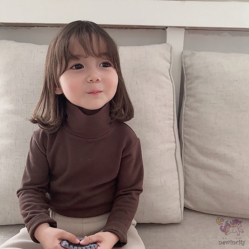 Áo Kiểu Hàn Quốc Tay Dài Cổ Cao Ấm Áp Xinh Xắn Dành Cho Bé Gái