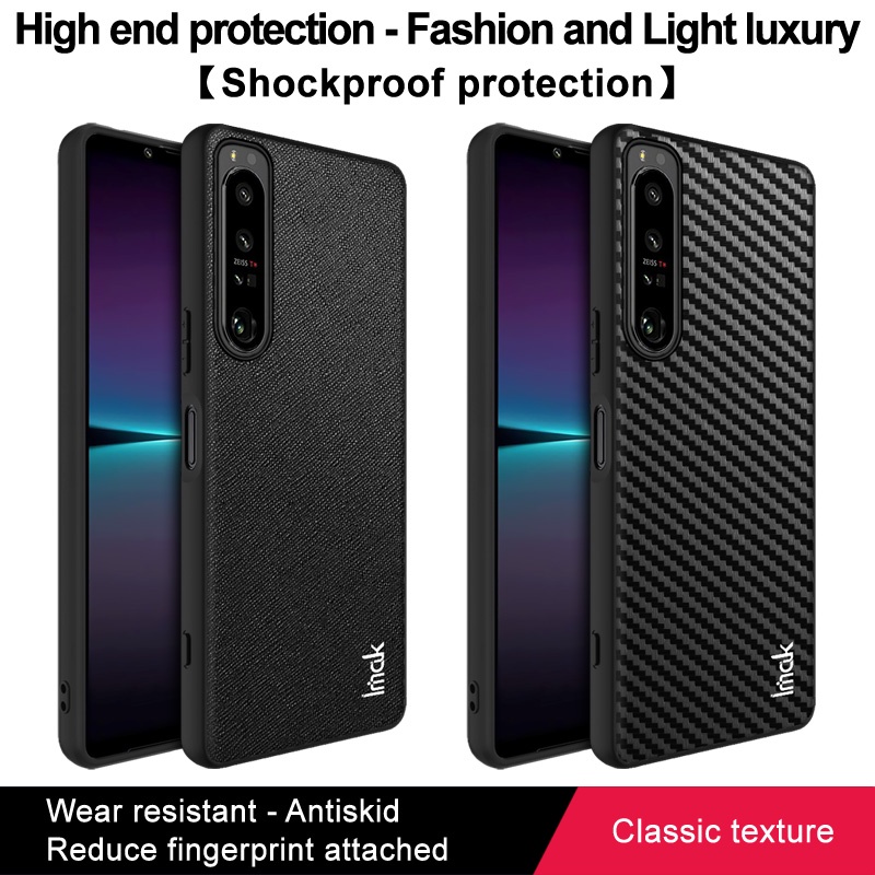 Ốp Điện Thoại Da PU PC Cứng Họa Tiết Sợi Carbon Chống Sốc Cho Sony Xperia 1 IV Xperia1 4