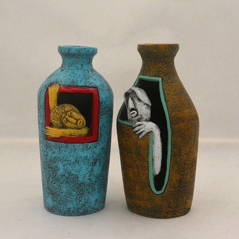 Chậu Cây Cảnh Bằng Nhựa Resin Nhân Tạo Mặt Chân Dung Nghệ Thuật Trừu Tượng Bắc Âu Tối Giản Trang