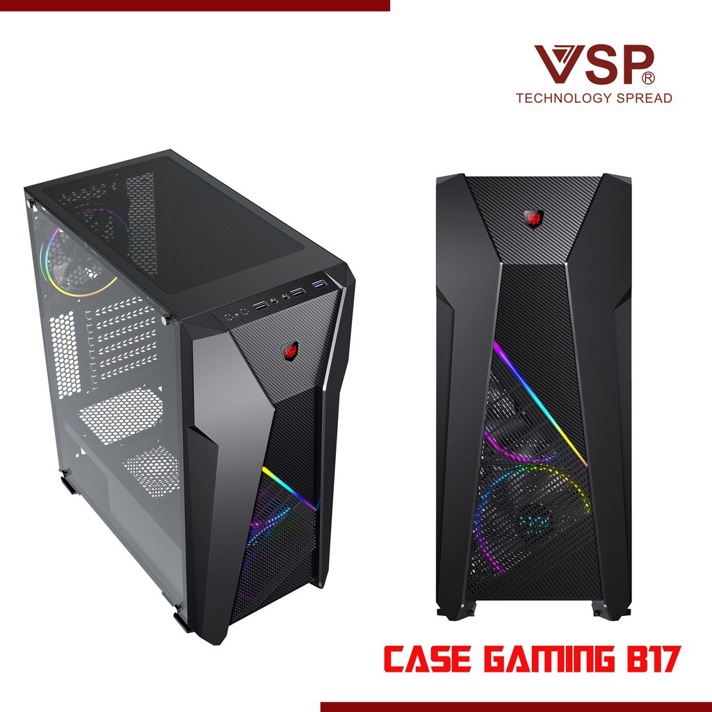 VỎ NGUỒN MÁY TÍNH -Case VSP Gaming B17 Mặt Hông Trong Suốt- CÓ SẴN LED RGB