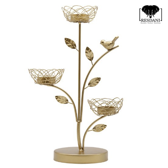 Decor Trang Trí Kệ Đựng Nến Mạ Vàng Luxury Hudo
