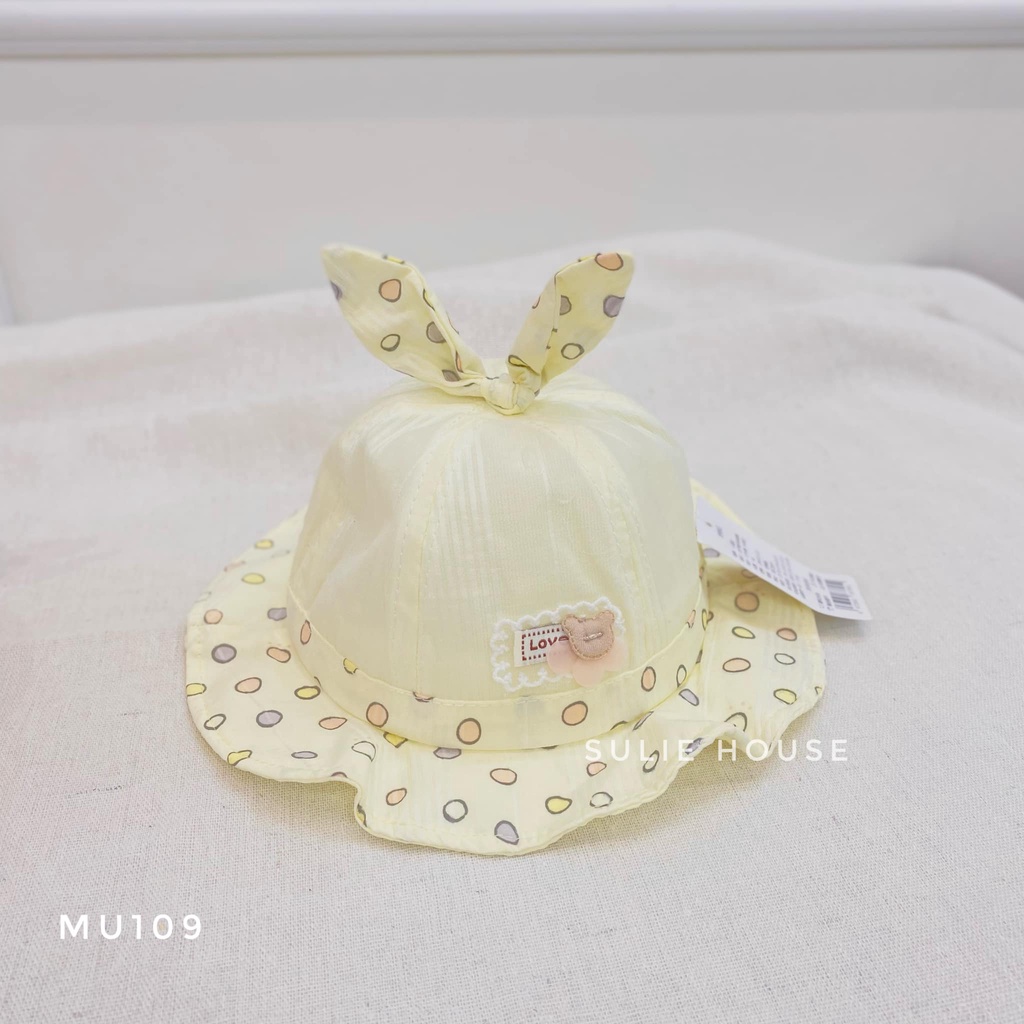 Mũ rộng vành tai thỏ chấm bi - MU109