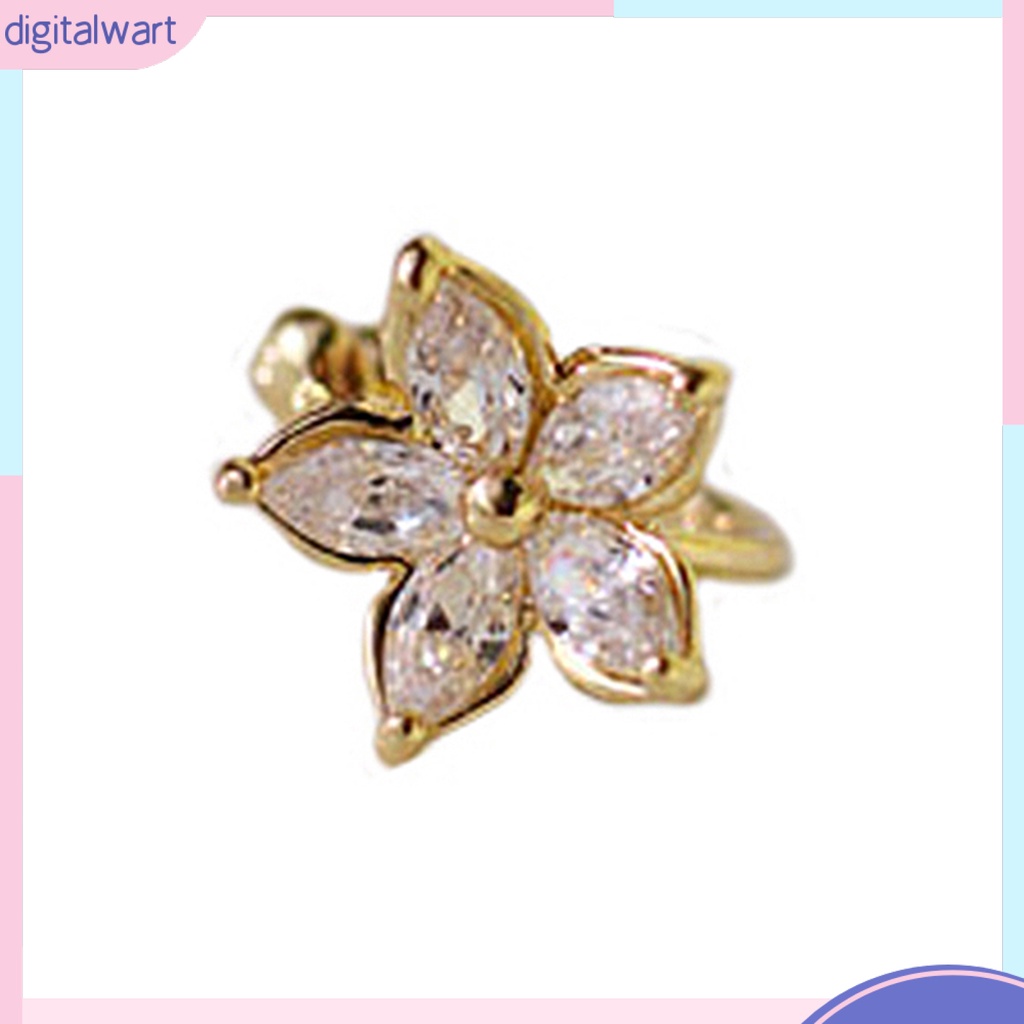 Khuyên kẹp vành tai hình hoa đính đá thời trang cho nữ