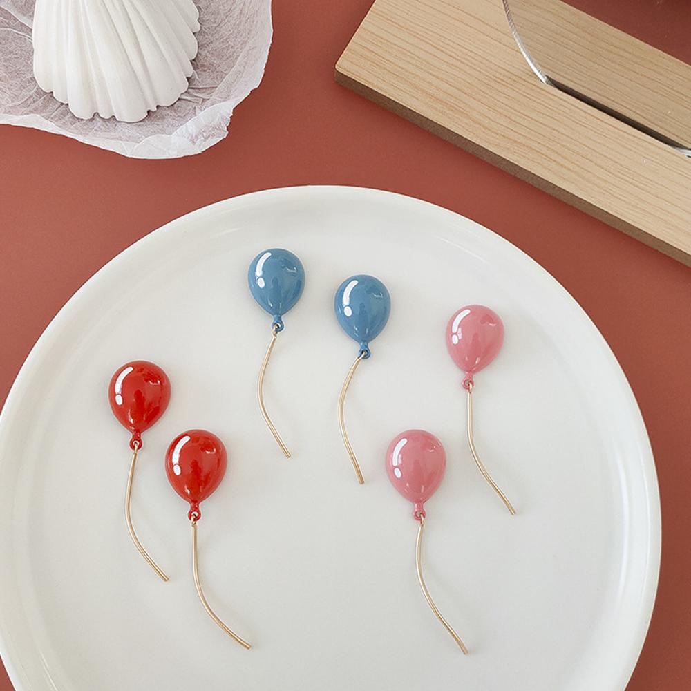 Bông Tai Dài Hình Khinh Khí Cầu Hồng Lấp Lánh Cho Nữ