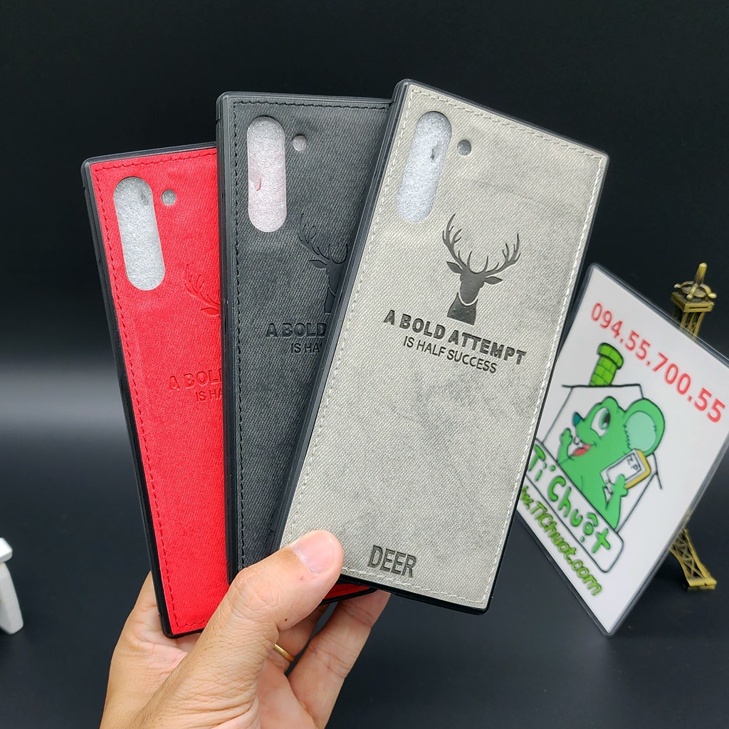 Ốp Lưng Samsung Note 10 Vải Jean Hình Sừng Hươu Vintage