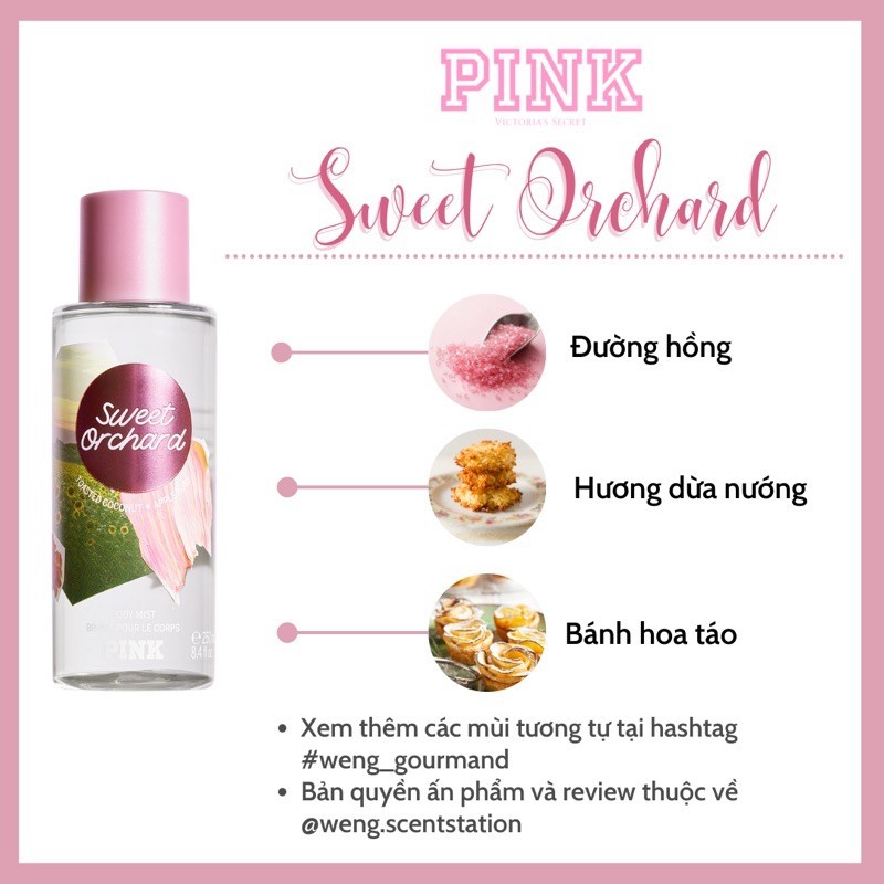 Xịt thơm toàn thân Victoria’s Secret dòng Pink mùi Sweet Orchard [𝑩𝒐𝒅𝒚𝒎𝒊𝒔𝒕 𝑨𝒖𝒕𝒉𝒆𝒏𝒕𝒊𝒄]