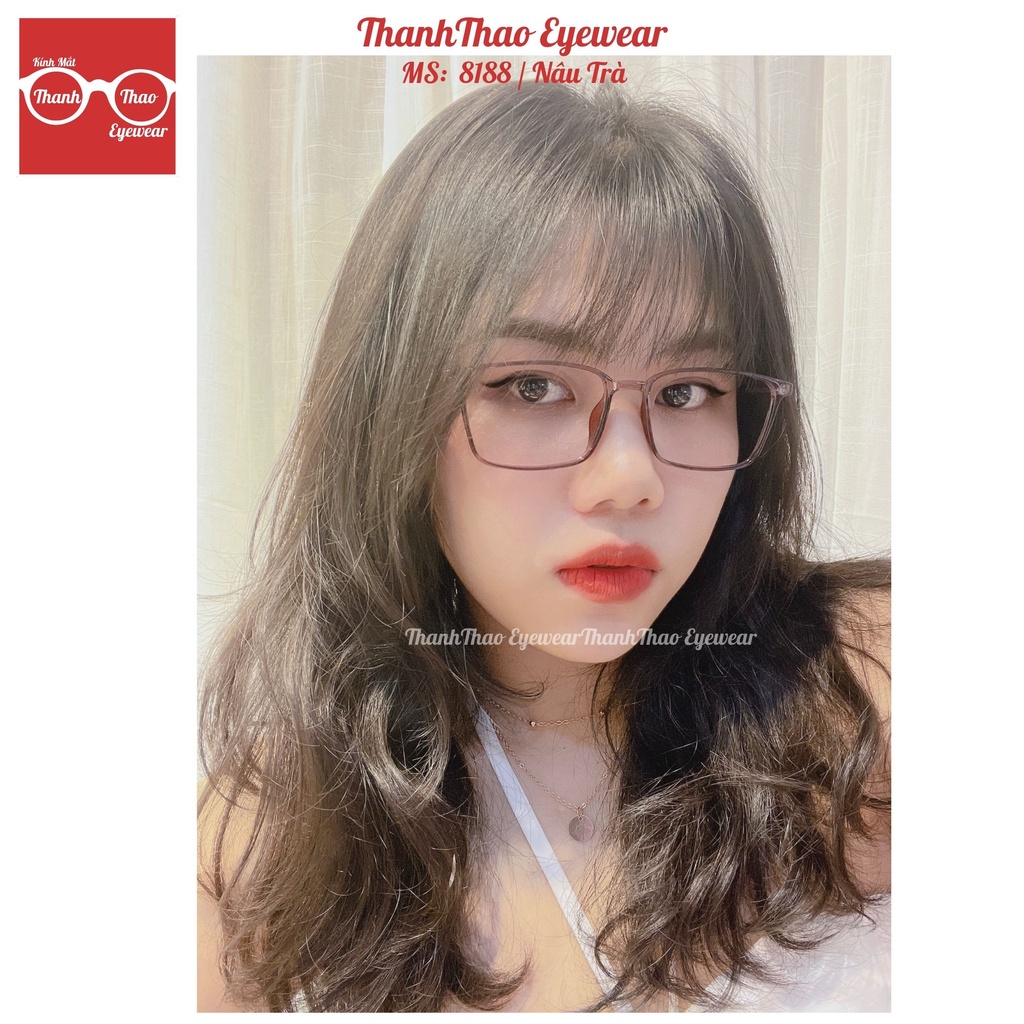 ✉♦Gọng Kính Cận Nữ Đẹp, Mắt THANHTHAO EYEWEAR Nam Nhận Lắp Đổi Màu, Chống Ánh Sáng Xanh Nhựa Dẻo, Cốt Thép V8188