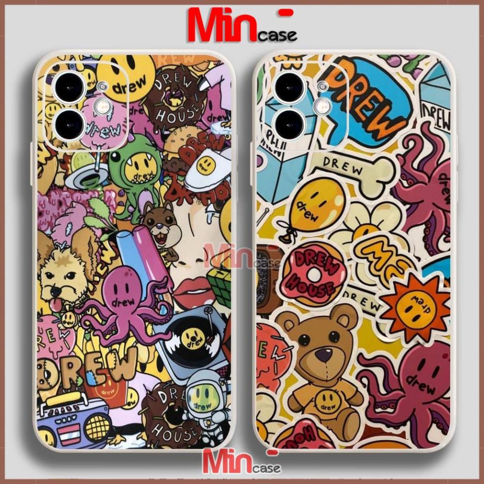 Ốp lưng iPhone Drew cạnh viền vuông silicon mềm dẻo cho iphone 6/6s/7/8/X/XS/XR/11/12/13 Pro Plus Max cute dễ thương đẹp