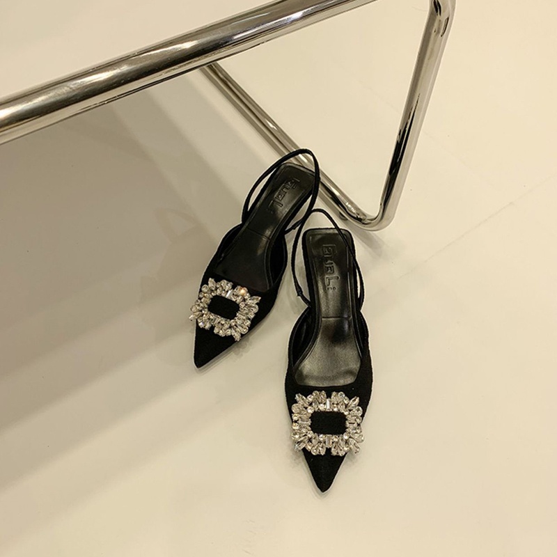 IELGY Giày Cao Gót Mũi Nhọn Đính Đá Thời Trang Dành Cho Nữ