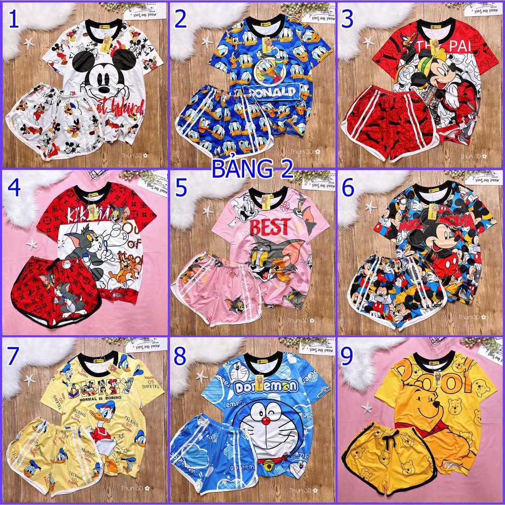 Đồ Bộ Thun Cotton ĐÙI Hoạt Hình Dễ Thương | BigBuy360 - bigbuy360.vn