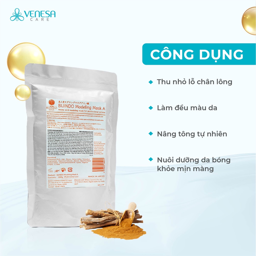 Mặt nạ dẻo làm dịu BIJINDO Modeling Mask A (Amino Acid), dưỡng da, giảm khô rám da mặt 1000g