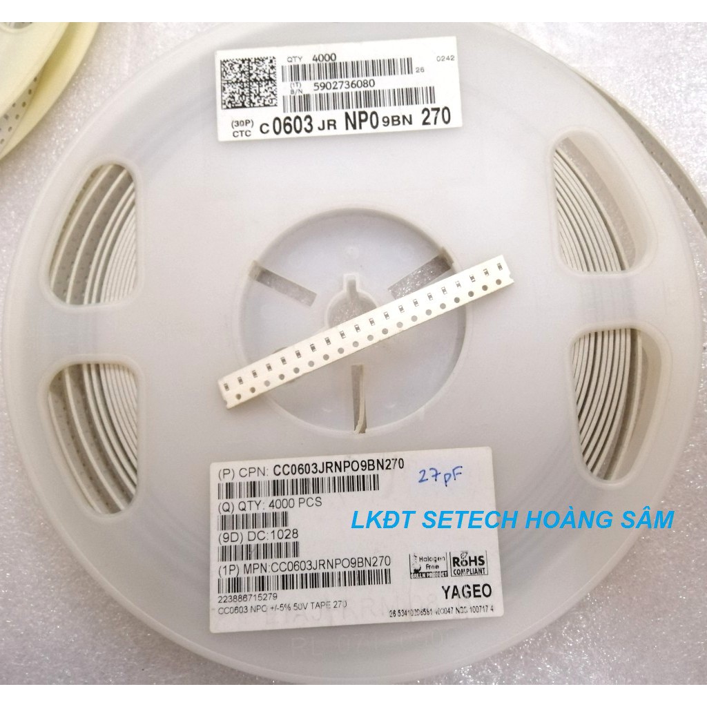 Tụ dán 0603 (20 con) các trị số 2.2pF~220pF