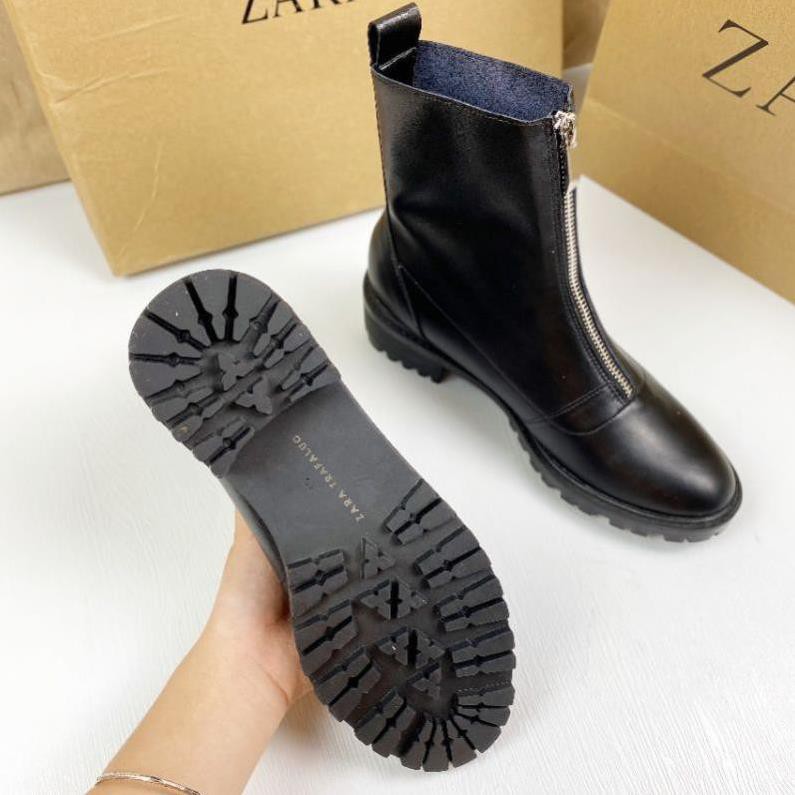 XK(VIDEO) Boot Cổ Lửng Zara Đế 5p Kéo Khoá Trước Da Mềm Lót Êm Fullbox Cao Cấp