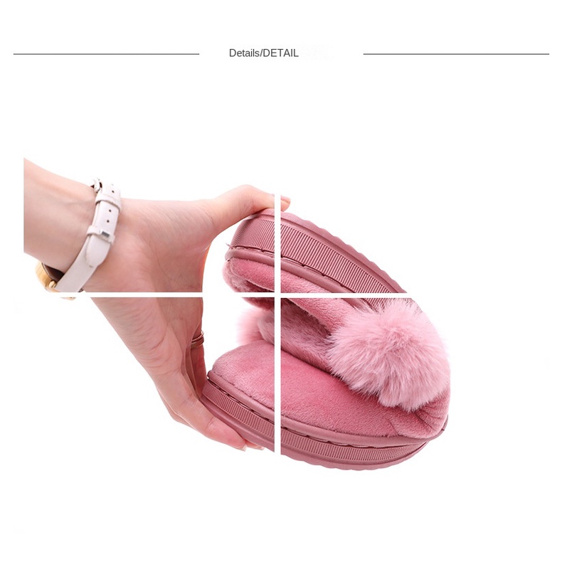 CHZK Dép Bông Quai Ngang Phủ Lông Dày Đế Cao 3cm Dễ Thương Thời Trang Mùa Thu Đông