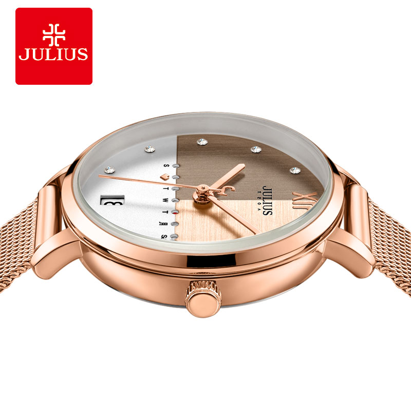Đồng Hồ Quartz Julius Đếm Ngày Với Dây Đeo Thép Thời Trang Đa Năng 1100