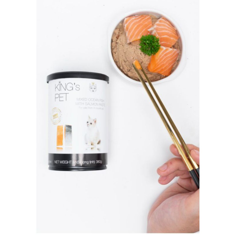 Pate Hỗn Hợp Cá Hồi King’s Pet Lon 380g Thức Ăn Cho Chó Mèo
