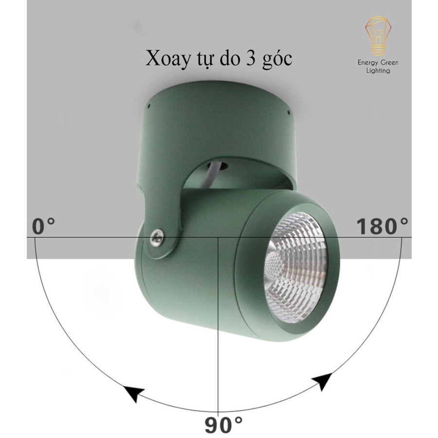 Đèn LED Ống Bơ Energy Green Lighting 7w-12w 03645 - Thay Đổi Được Góc Chiếu - Ánh Sáng Vàng - 5 Màu - Thân Nhôm Tản Nhiệ