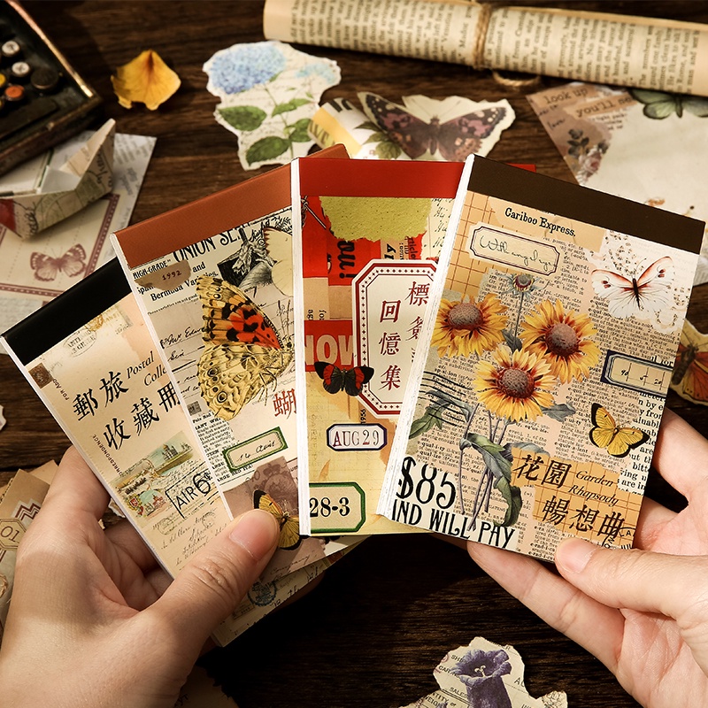 Bộ 60 Giấy Làm Sổ Tay Hình Làng Quê / Thân Cây Kiểu Vintage Sáng Tạo DIY