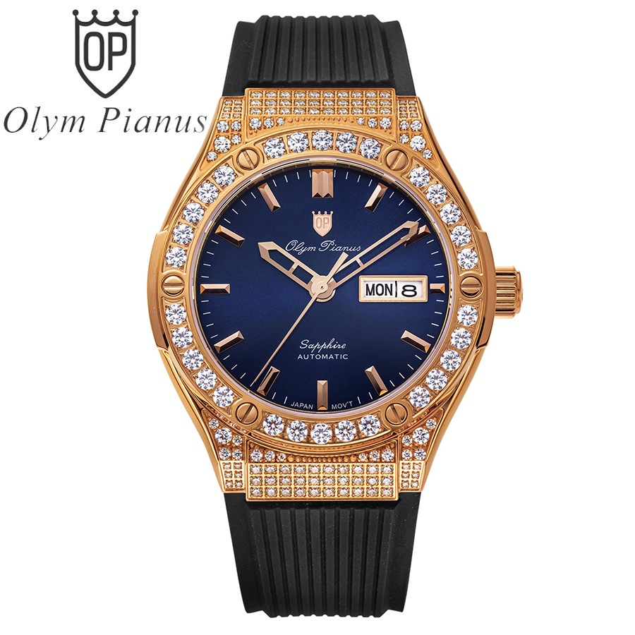 Đồng hồ nam dây cao su chính hãng Olym Pianus OP990-45 OP990-45ADDGR-GL xanh