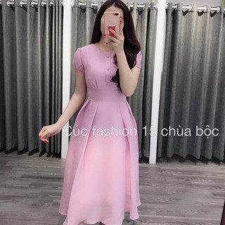 Váy Đũi Cúc Bọc - Đầm Dự Tiệc