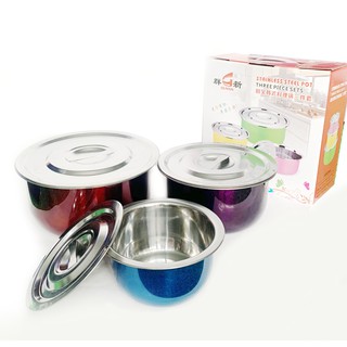 (CÓ NẮP ĐẬY) BỘ 3 Thau inox có nắp đậy vệ sinh sáng bóng size 16-20-24 cm