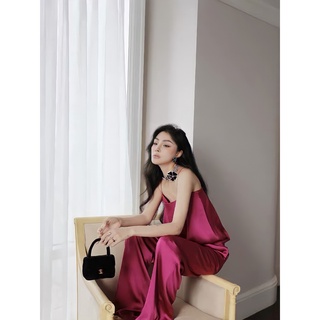 Set Áo Lụa Hai Dây Và Quần Lụa Hồng Đậm Eclipse Clothing